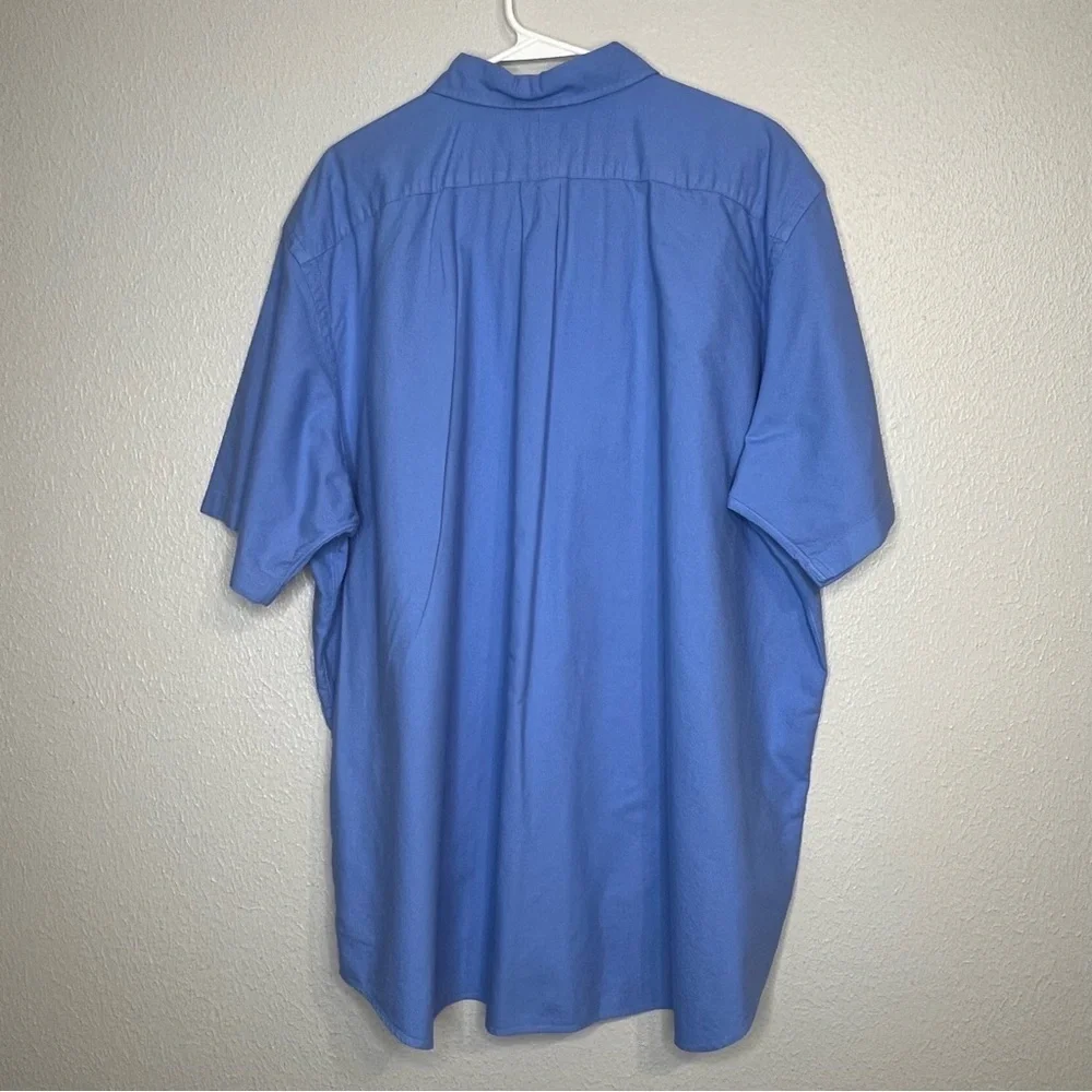 Ralph Lauren Shirt Mens 2XB Blue Button Up Yellow Pony Logo Short Sleeve